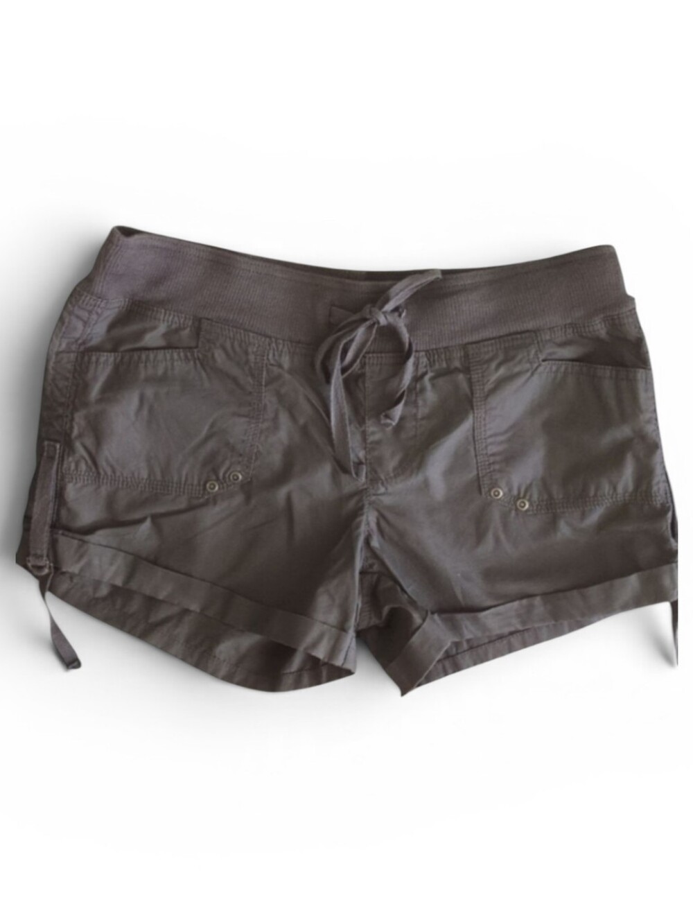 Gap Cargo Pull-On Stretch Ribbed Waistband Midrise 3" Green Brown Shorts Size 6